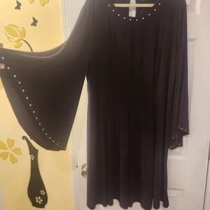 Ashley Stewart Purple Embellished Tiered Dress with Bell Sleeves - Never Worn